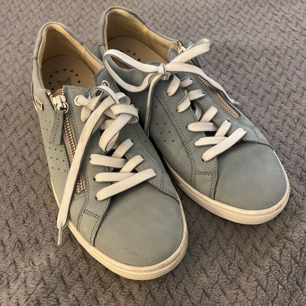 Mephisto Sneakers Womens 8 Blue Leather Zip Lace Up Comfort Nikita